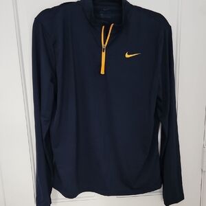 Nike Dark Blue Quarter Zip Pullover with Yellow Logo